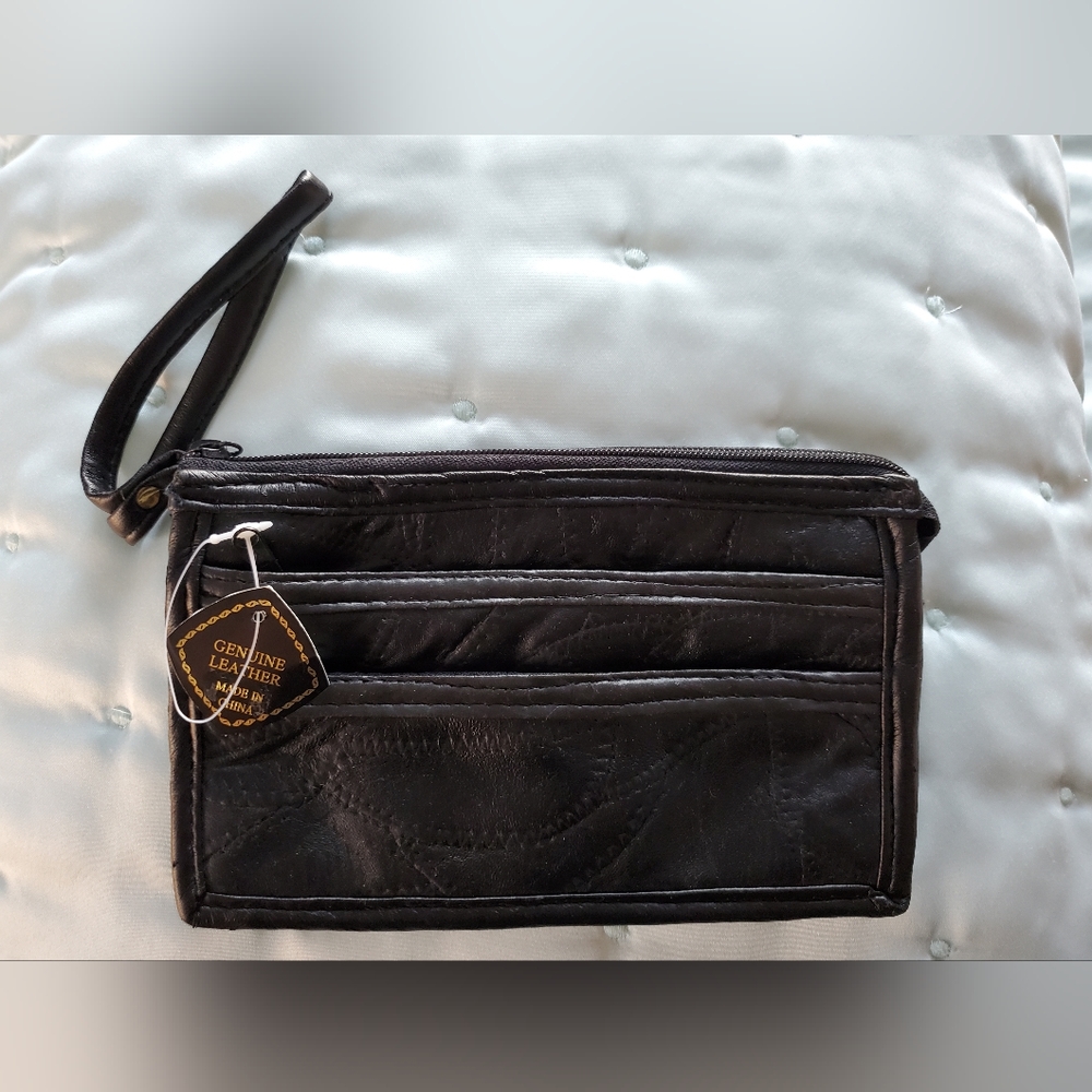 Black Leather Wristlet